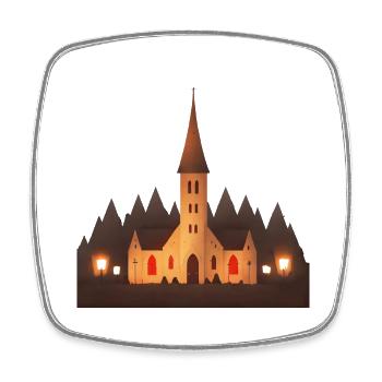 Kapelle im Dorf - Viereckiger Kühlschrankmagnet - Weiß - Vorne