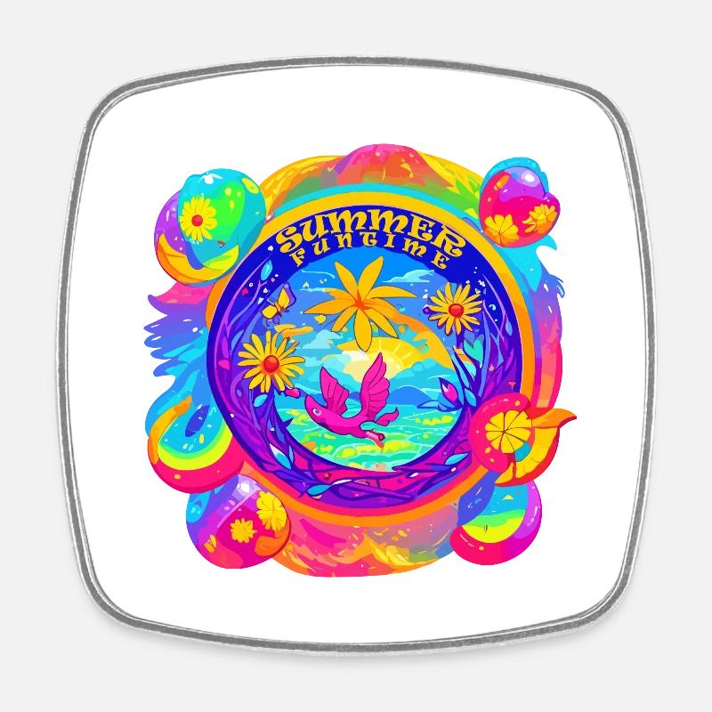 Summer funtime - Square fridge magnet - white