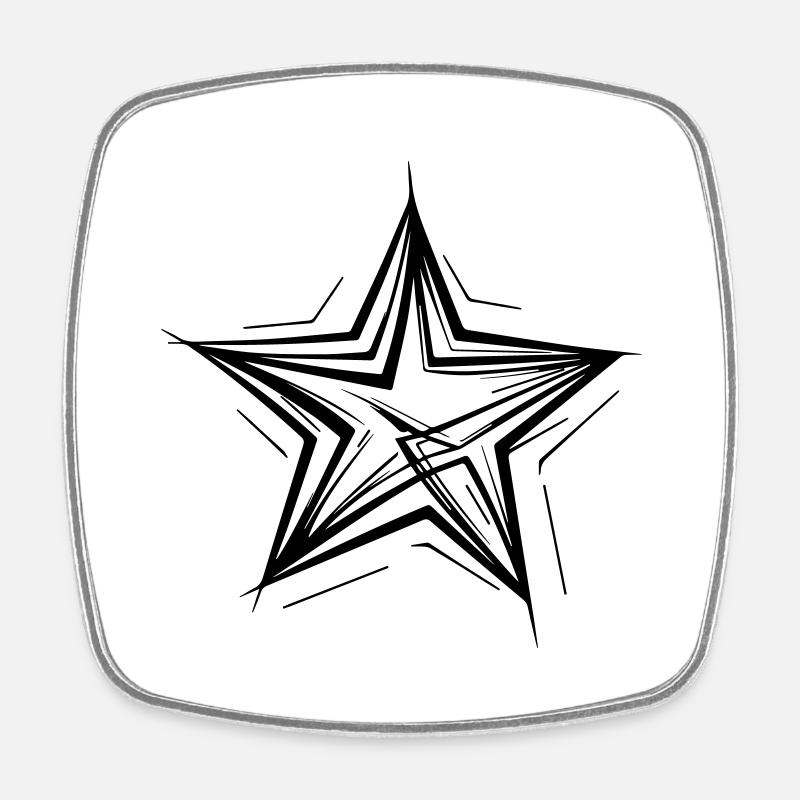 Hand-drawn noble star - Square fridge magnet - white