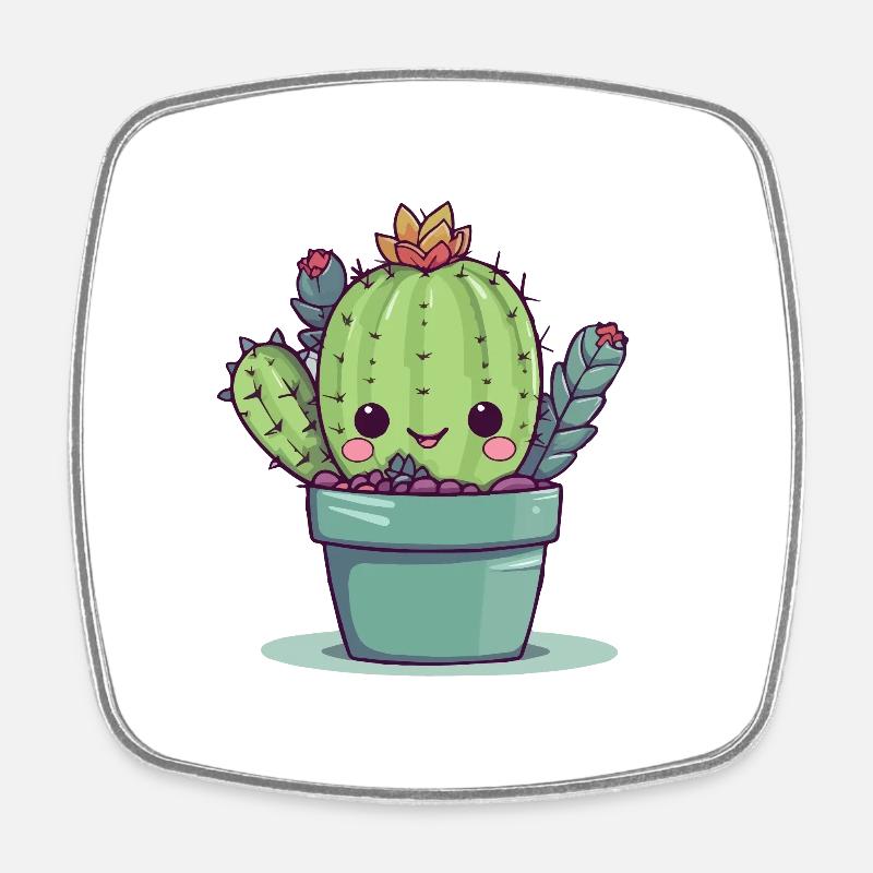 Cute baby cactus - Square fridge magnet - white