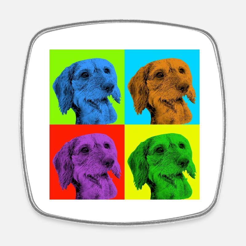 Dachshund x 4 - Square fridge magnet - white