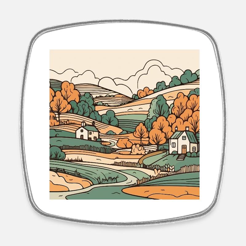 Paysage - Magnet carré - blanc