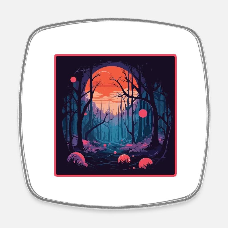 Haunted Forest - Square fridge magnet - white