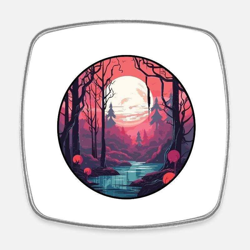 Haunted Forest - Square fridge magnet - white