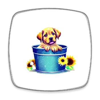 Propriétaires de chiens Chiens Golden Retriever Chiot - Magnet carré - blanc - Devant