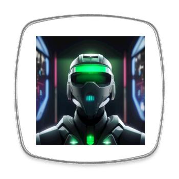 Cyberpunk Space Soldier - Square fridge magnet - white - Front