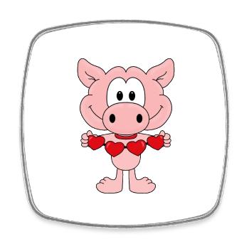 LIEBE - LOVE - TIER - VERLIEBT - SCHWEIN - HERZEN - Viereckiger Kühlschrankmagnet - Weiß - Vorne