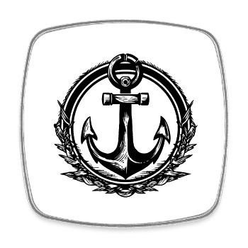 Anker Boot Schiff Nautik - Viereckiger Kühlschrankmagnet - Weiß - Vorne