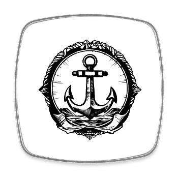 Anker Boot Schiff Nautik - Viereckiger Kühlschrankmagnet - Weiß - Vorne