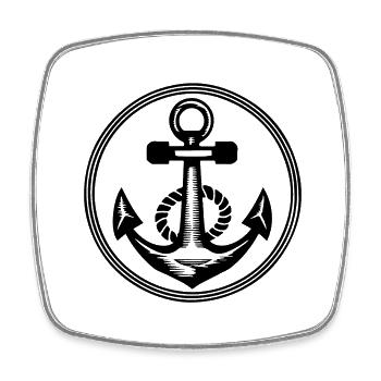 Anker Boot Schiff Nautik - Viereckiger Kühlschrankmagnet - Weiß - Vorne