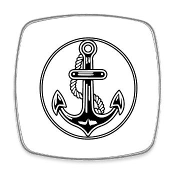 Anker Boot Schiff Nautik - Viereckiger Kühlschrankmagnet - Weiß - Vorne