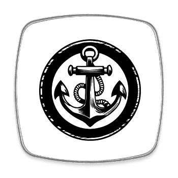 Anker Boot Schiff Nautik - Viereckiger Kühlschrankmagnet - Weiß - Vorne