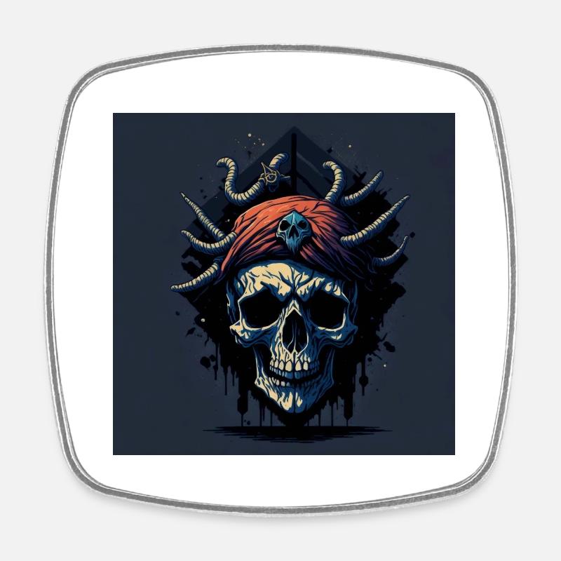 Pirate Skull Skull Skull - Square fridge magnet - white