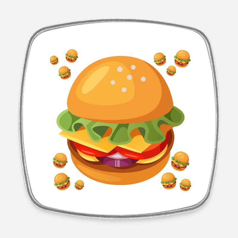 Burger-Chaos - Viereckiger Kühlschrankmagnet - Weiß
