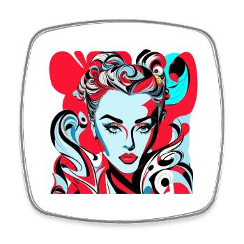 Beauty pop art - Square fridge magnet - white - Front