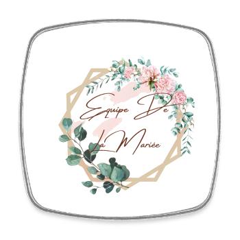 Équipe de la mariée floral - Magnet carré - blanc - Devant