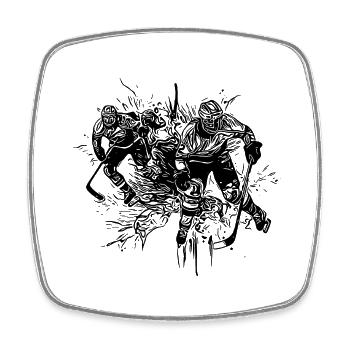 Cooles Fan Motiv Eishockey Spieler in Formation - Viereckiger Kühlschrankmagnet - Weiß - Vorne