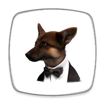 Berger Allemand Costume Chien Propriétaire Chiot - Magnet carré - blanc - Devant