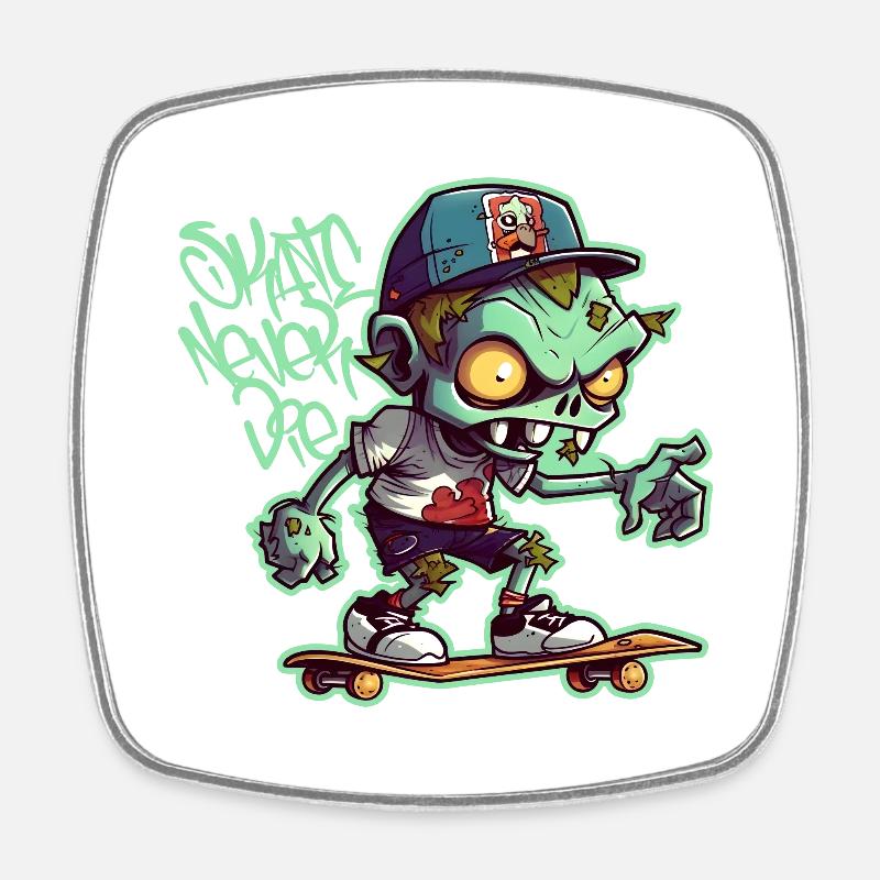 Skate Never Die - Square fridge magnet - white