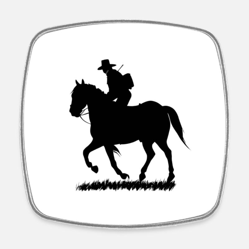 Horseman riding - Square fridge magnet - white