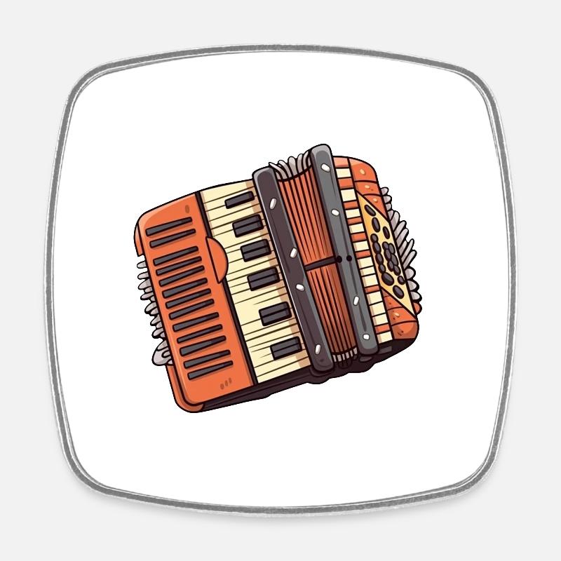 Accordion in comic style - Square fridge magnet - white