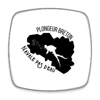 Plongeur breton n’avale pas d’eau - Magnet carré - blanc - Devant