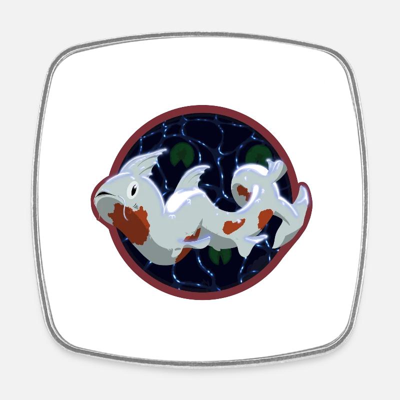 Koi Dragon - Square fridge magnet - white
