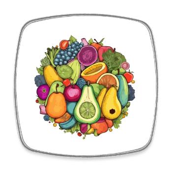 Salade de fruits - Magnet carré - blanc - Devant