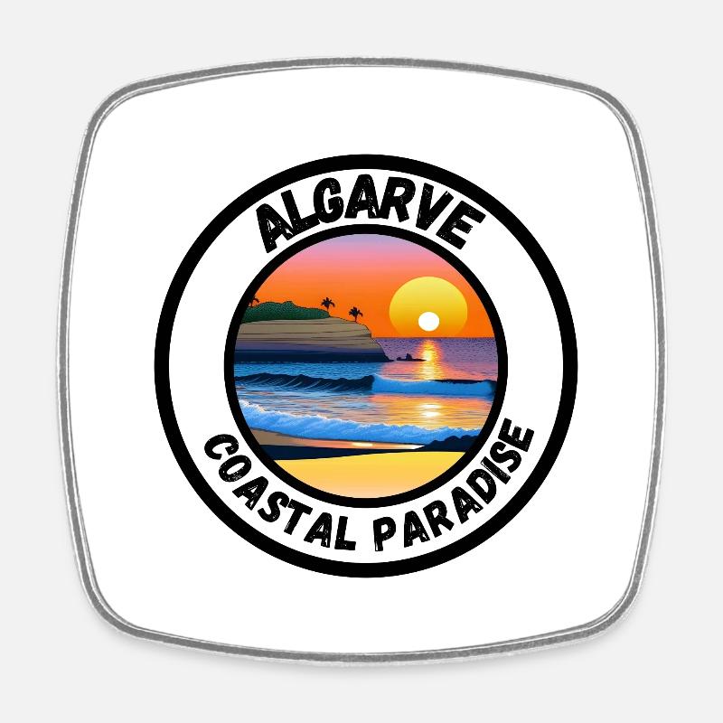 Algarve - Coastal Paradise - Square fridge magnet - white