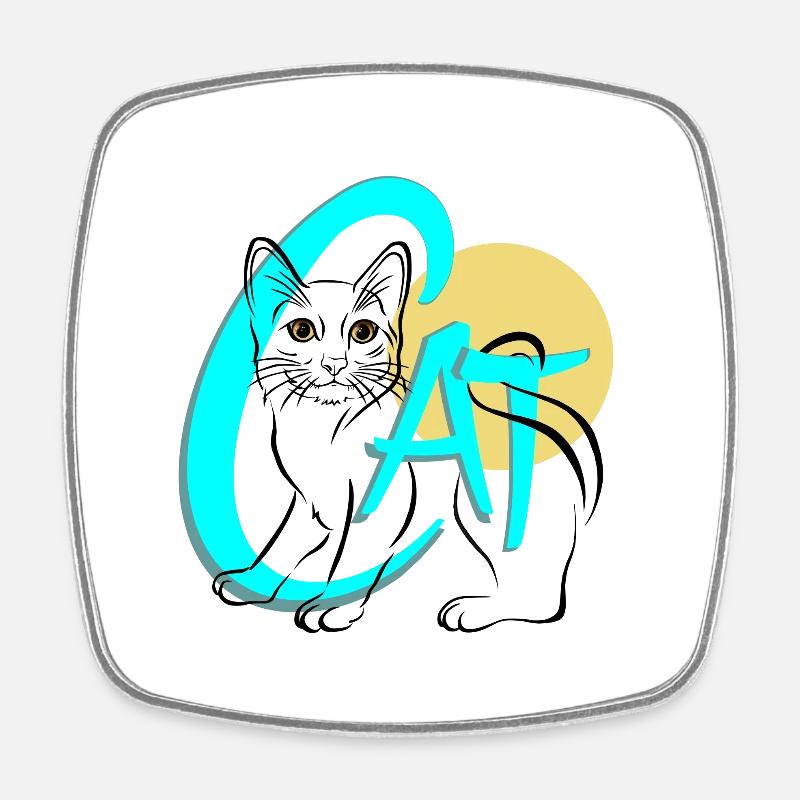 CHAT - Magnet carré - blanc