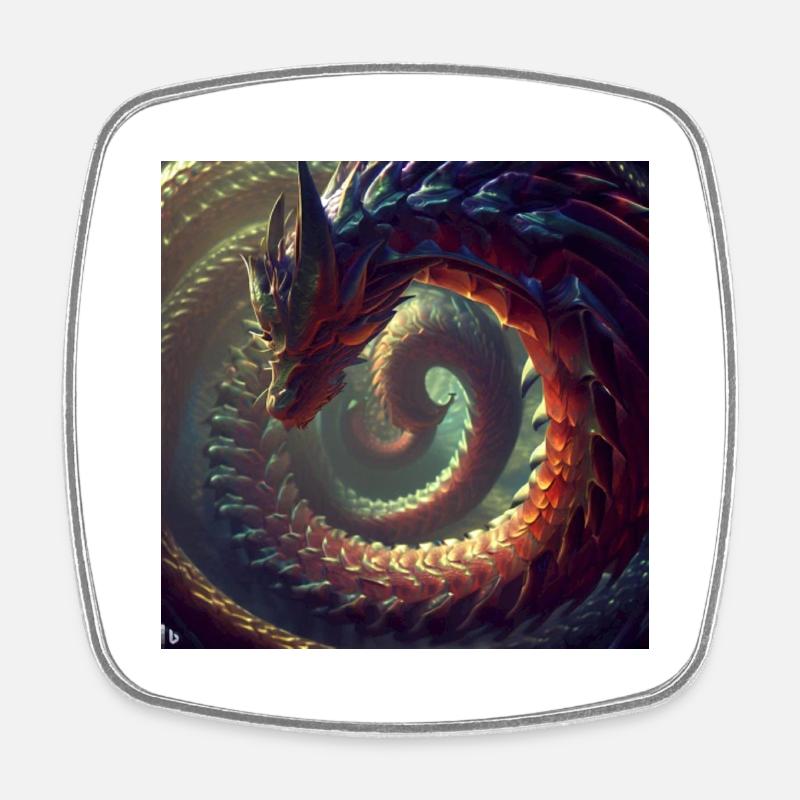 The Infinity Dragon - Square fridge magnet - white