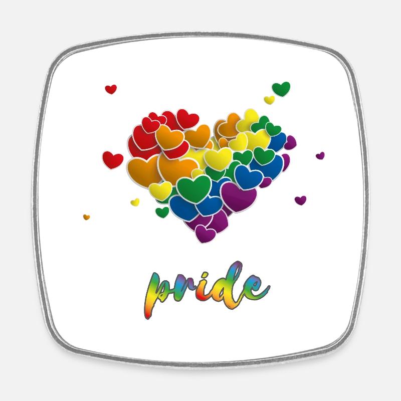 Rainbow Hearts Splash Pride - Viereckiger Kühlschrankmagnet - Weiß