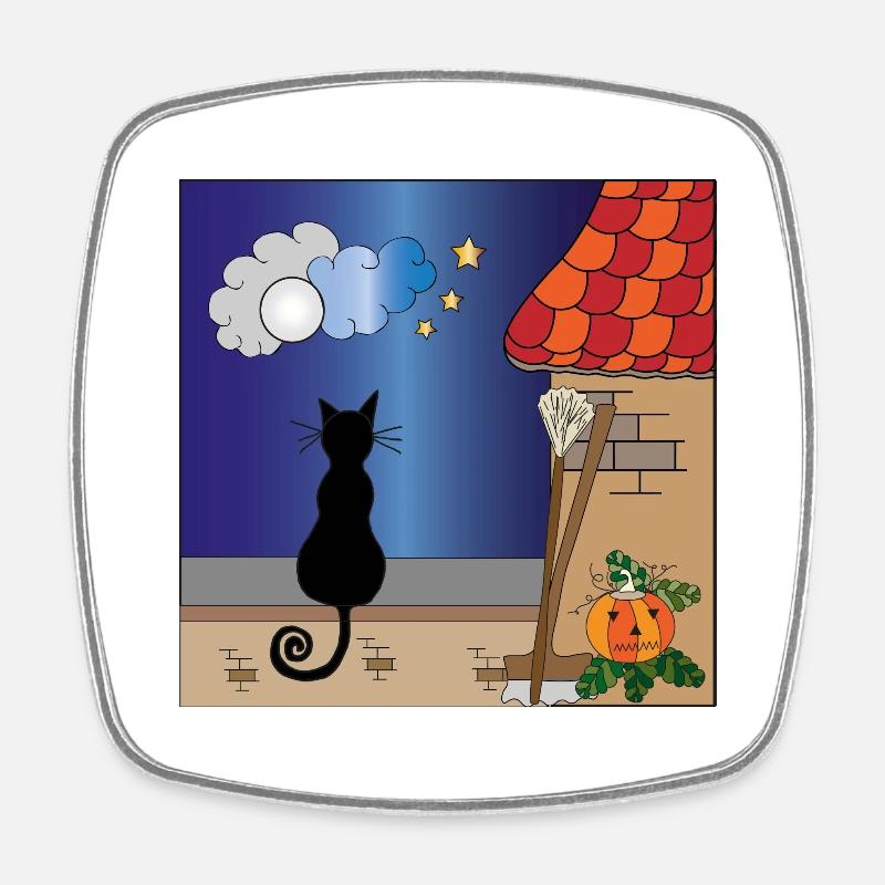Katze an der Wandfarbe - Viereckiger Kühlschrankmagnet - Weiß