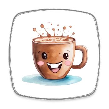 Dessin à l’aquarelle de cacao - Magnet carré - blanc - Devant