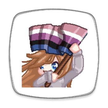 Pillowg1rl Emote mit Lesbianflagge - Viereckiger Kühlschrankmagnet - Weiß - Vorne