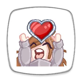 Pillowg1rl Emote mit Herz - Viereckiger Kühlschrankmagnet - Weiß - Vorne