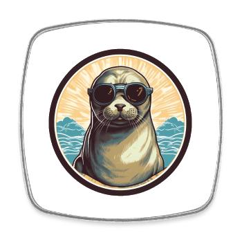 Cute seal - Square fridge magnet - white - Front