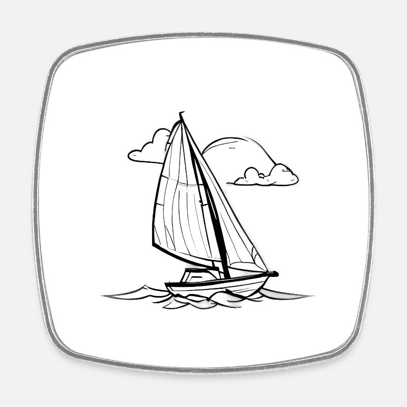 Sailing Ship Sailing Sailing Sailing Sailing Sailboat - Square fridge magnet - white