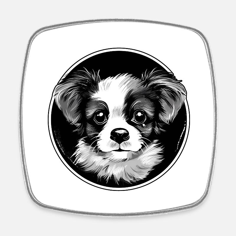 Chiot mignon - Magnet carré - blanc