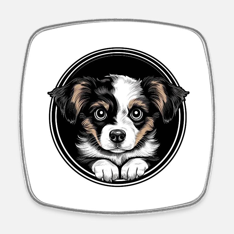 Cute puppy - Square fridge magnet - white