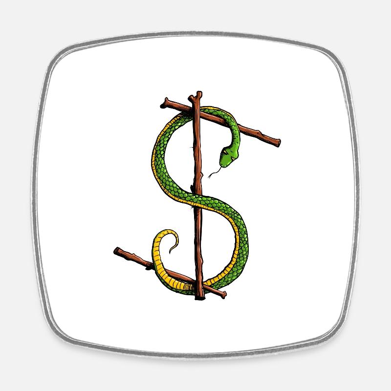 Rune Eihwaz avec motif de serpent - Magnet carré - blanc