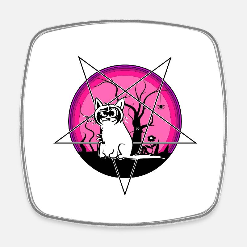 Loona Black Metal Chat - Magnet carré - blanc