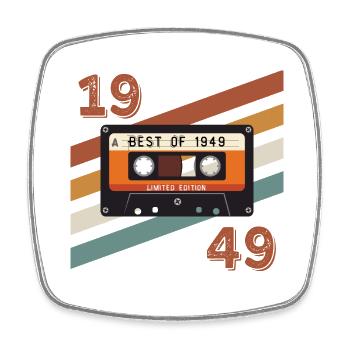 1949 retro vintage anniversary - Square fridge magnet - white - Front