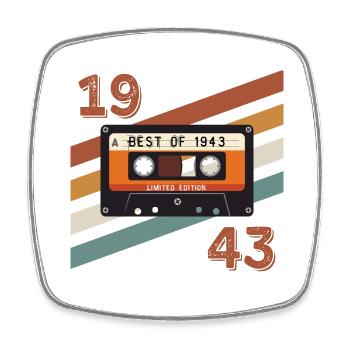 1943 retro vintage anniversary - Square fridge magnet - white - Front