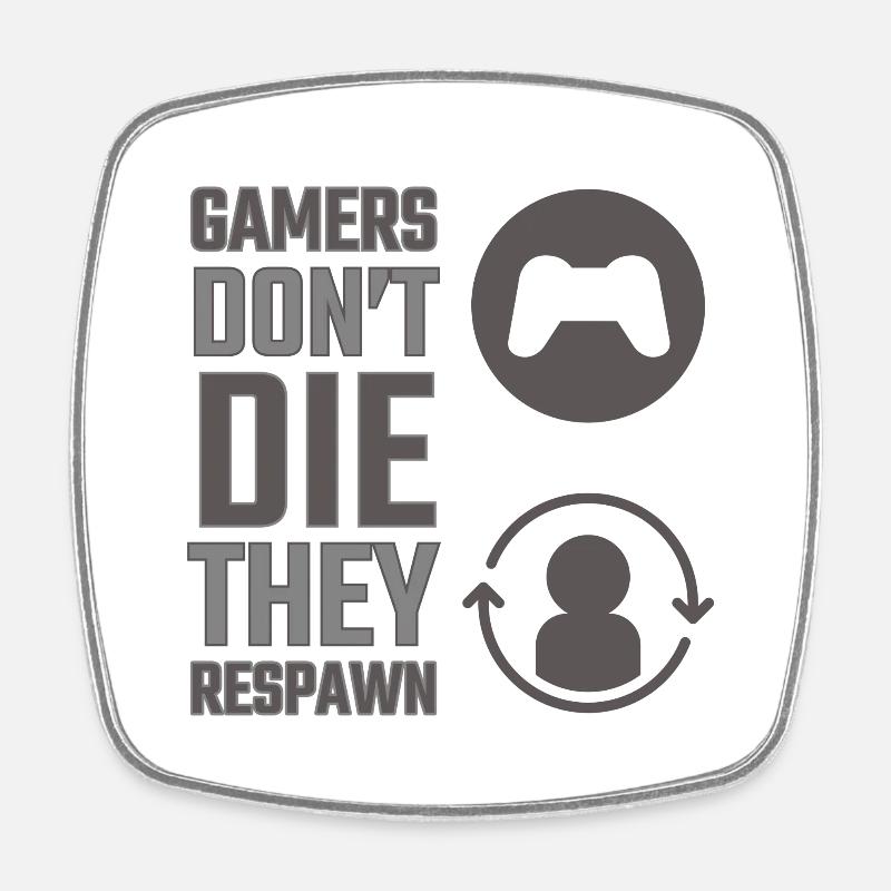 gamers respawn - Square fridge magnet - white