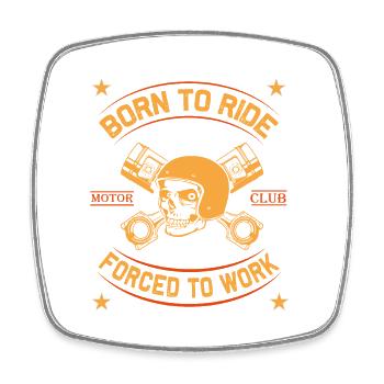 Born To Ride MC Skull Motorcycle Design - Square fridge magnet - white - Front