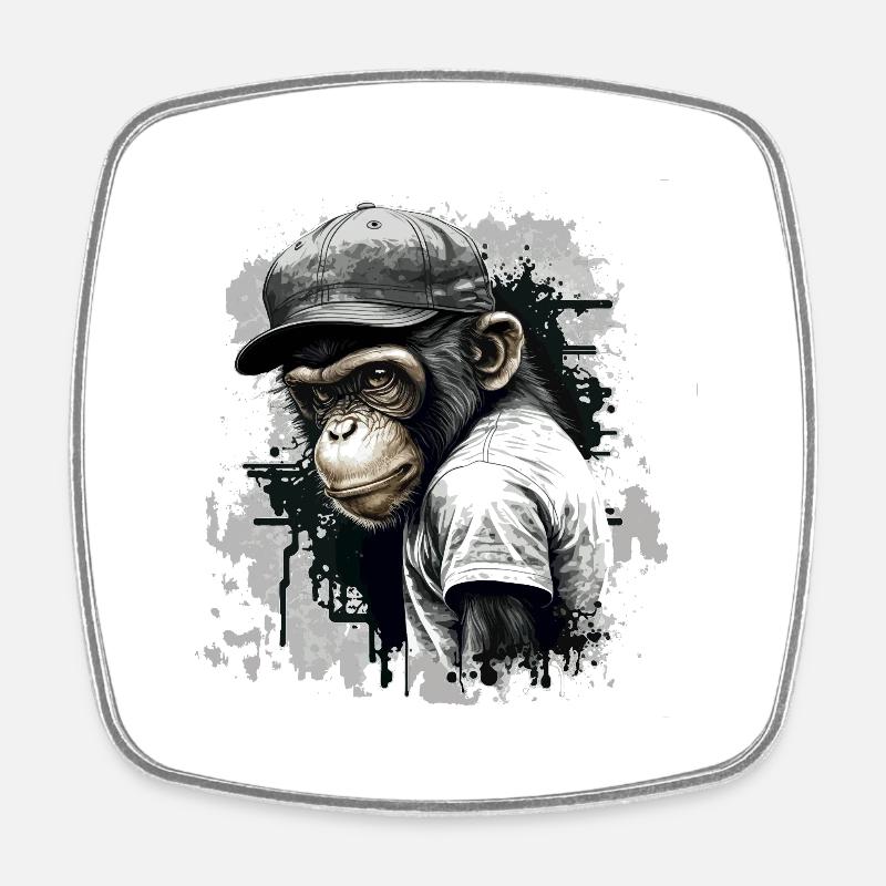 cute baby monkey - Square fridge magnet - white