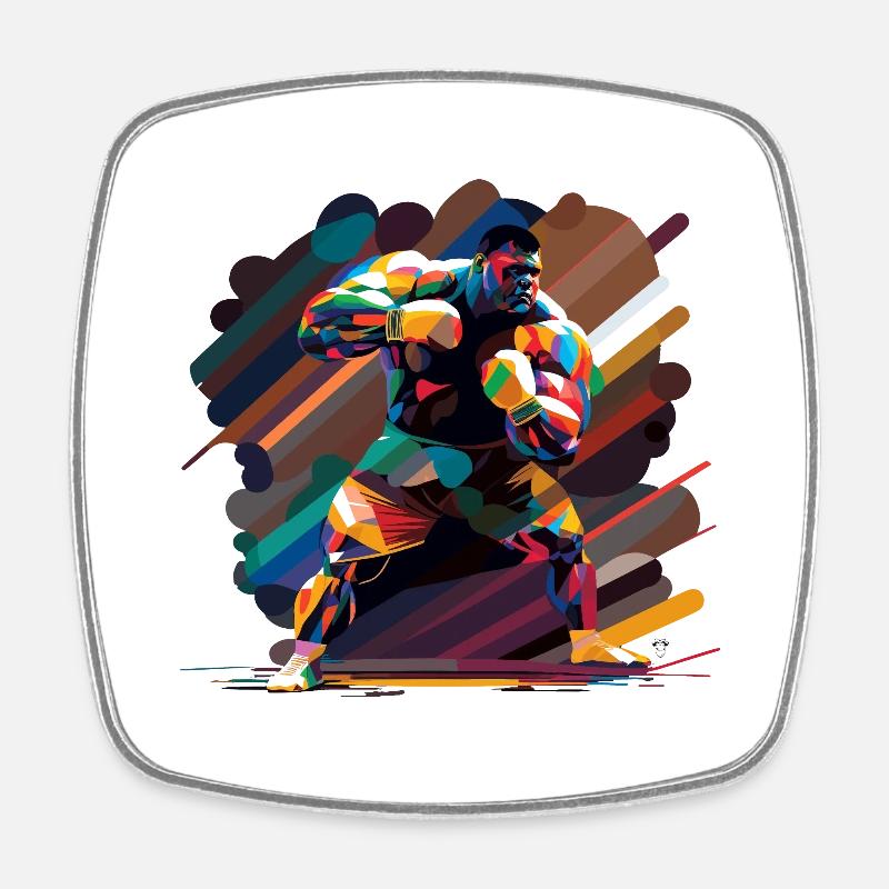 Boxer couleur - Magnet carré - blanc