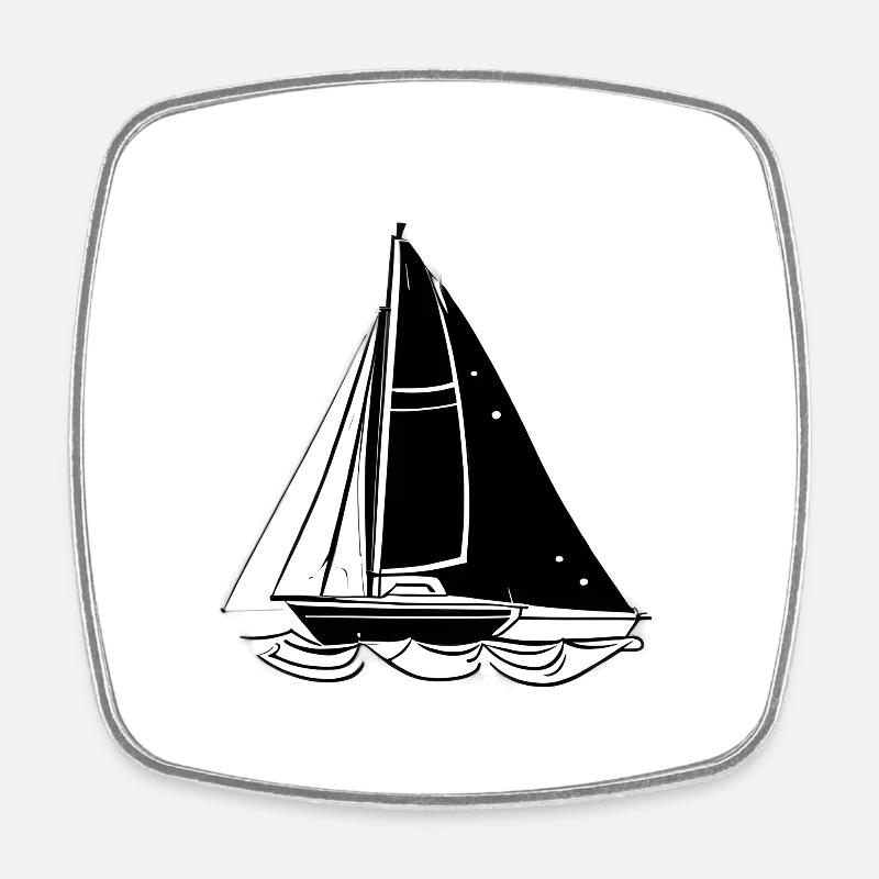 sailing, sailing, sailing, sailing ship, sailboat - Square fridge magnet - white