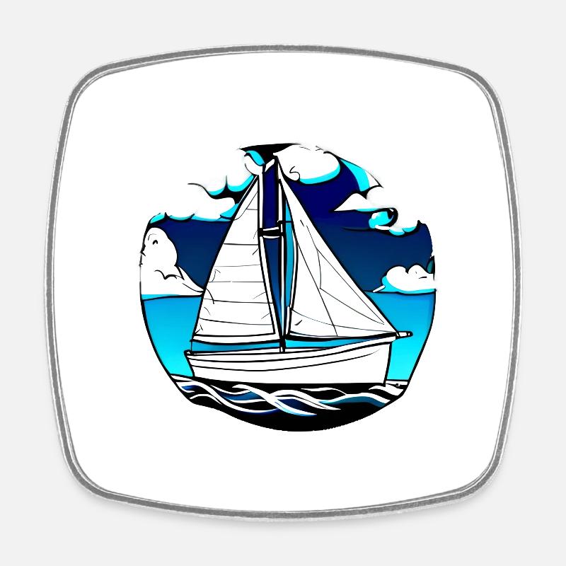 sailing, sailing, sailing, sailing ship, sailboat - Square fridge magnet - white